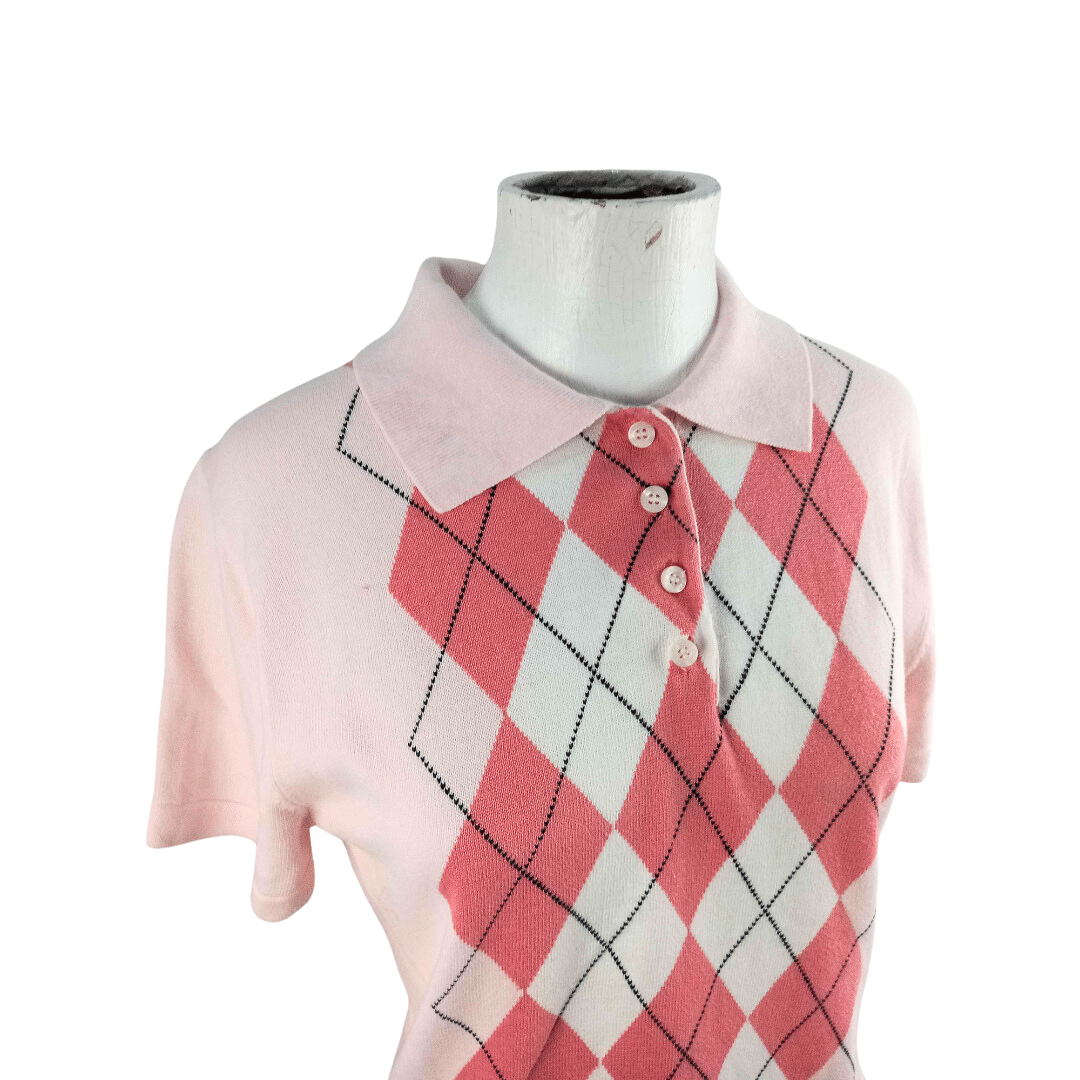 Pringle argyle knitted collared shirt - S