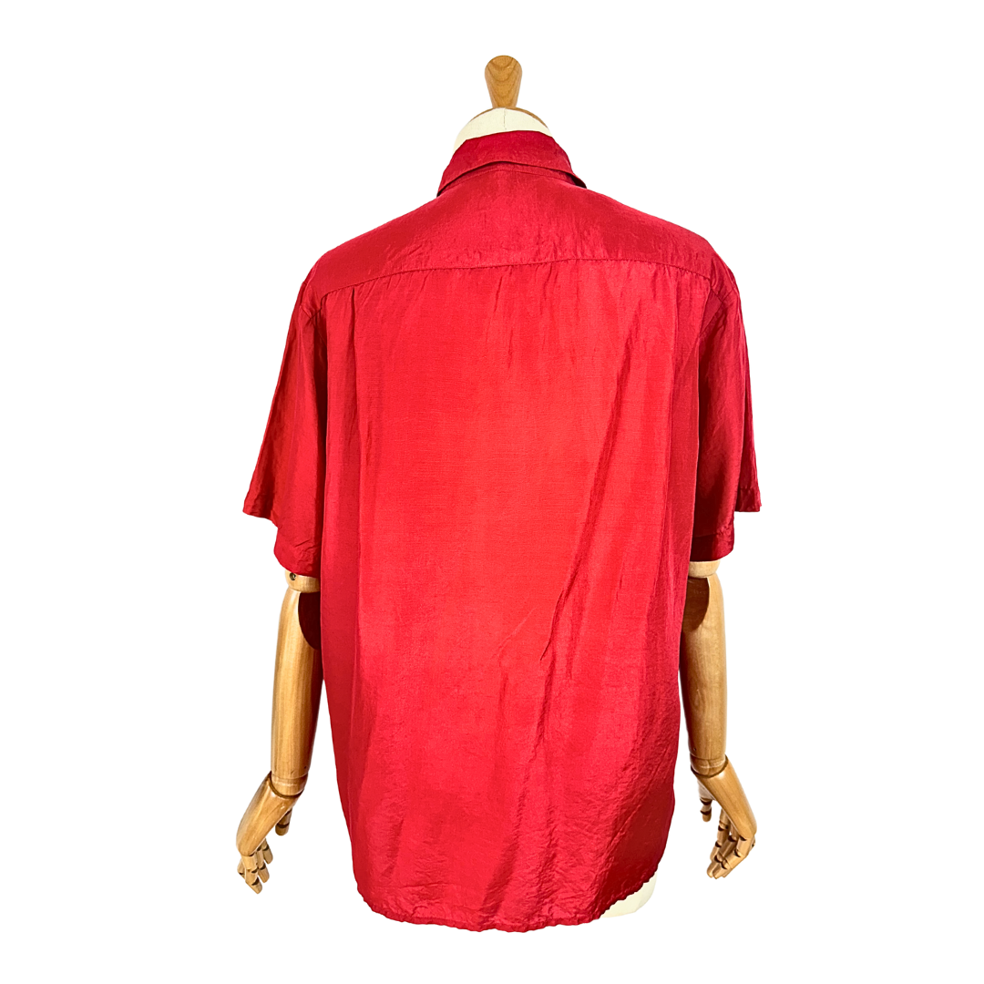 Red vintage silk shirt - M