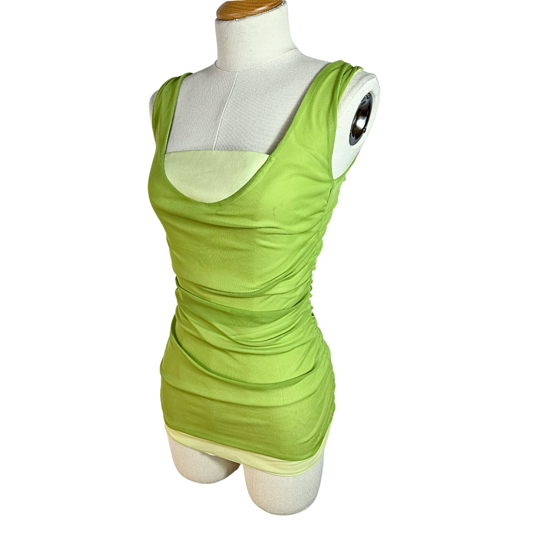 Green Y2K mesh top - S