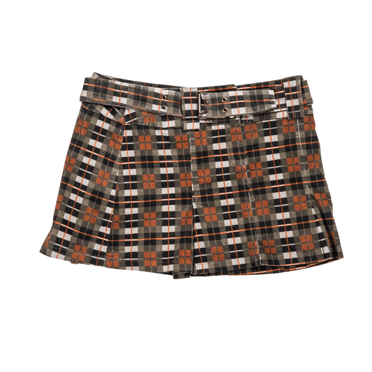 Checkered low-rise corduroy mini skirt - M