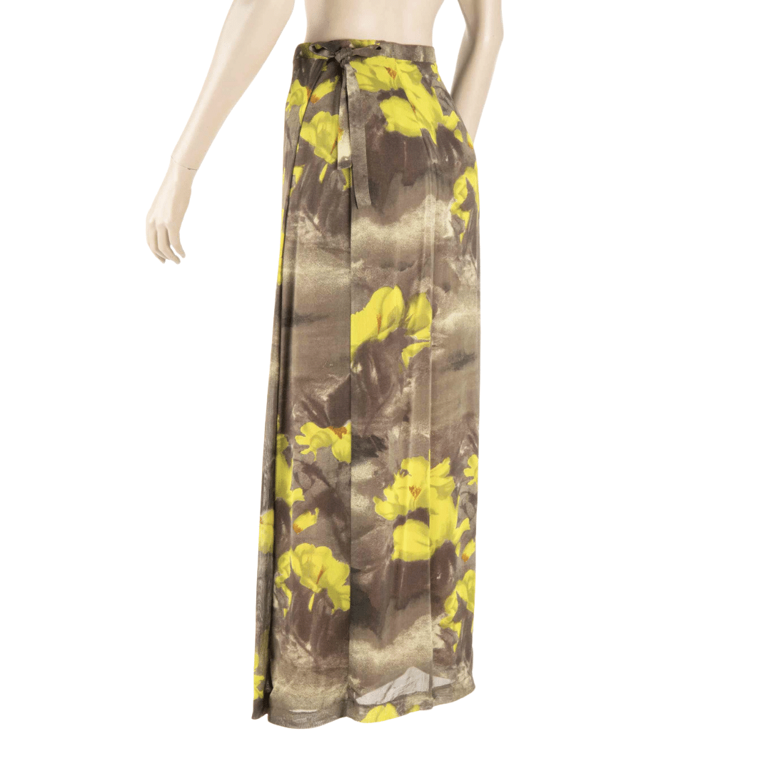 Floral watercolour print maxi wrap skirt - S/M