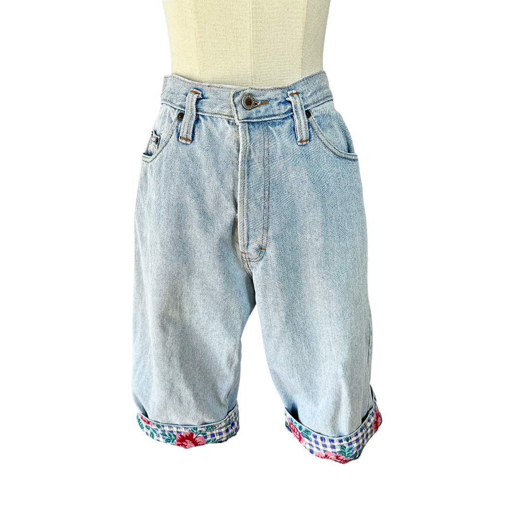 90s high waist denim bermuda shorts - M