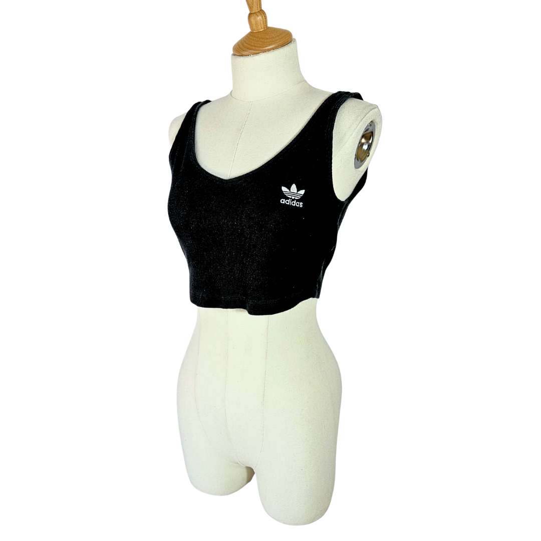 Black Adidas ribbed cropped top - M