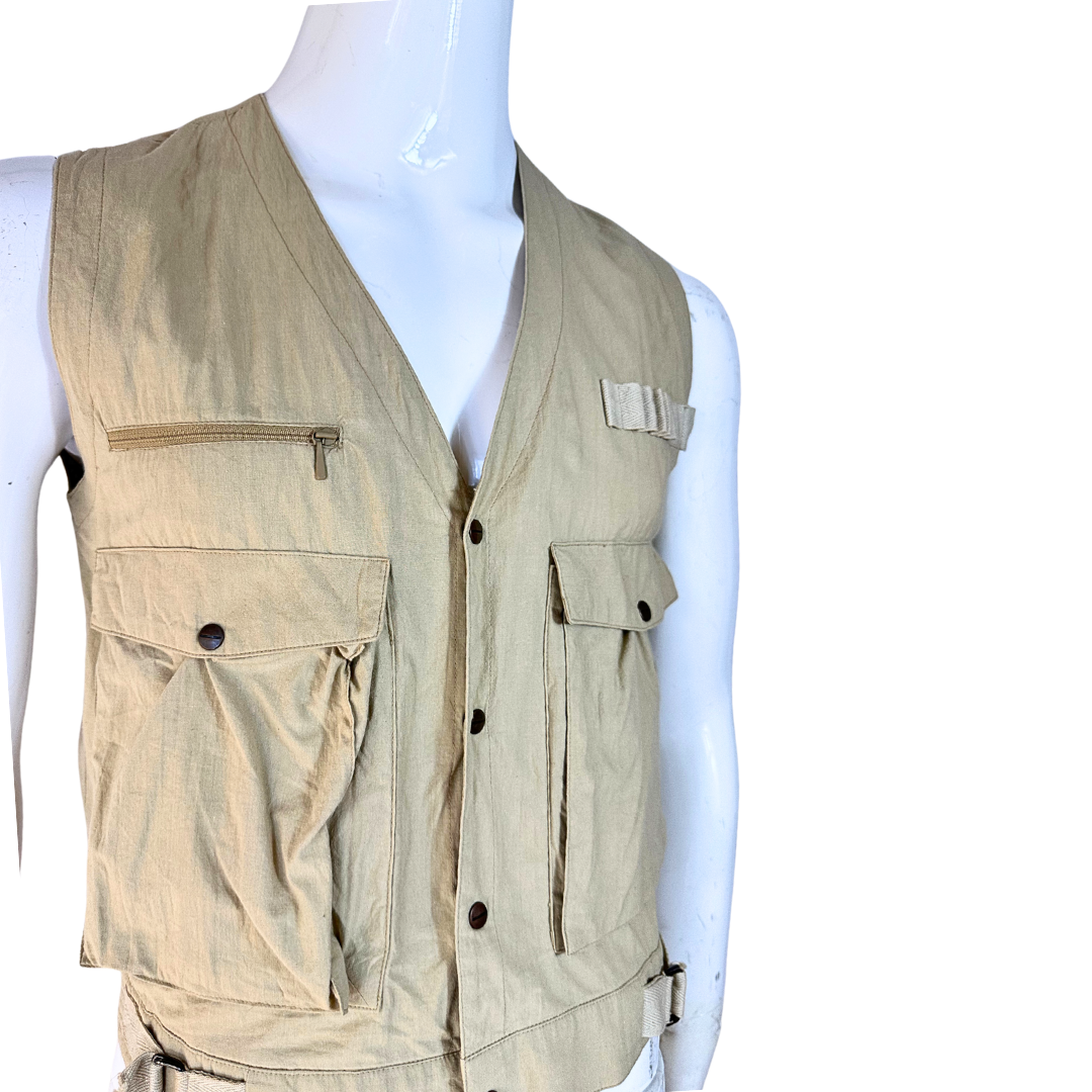 Khaki vintage utility vest - S