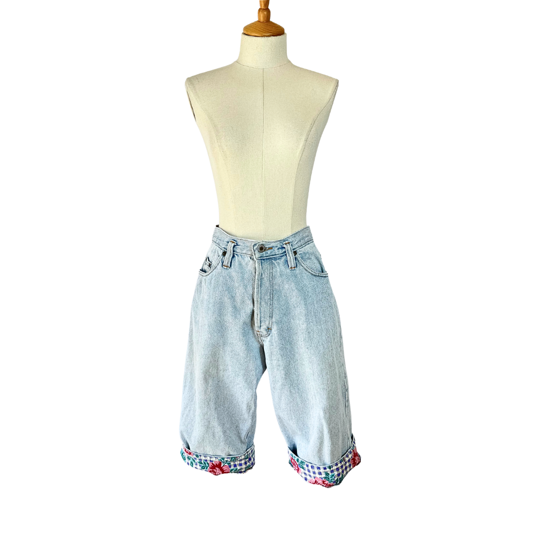 90s high waist denim bermuda shorts - M