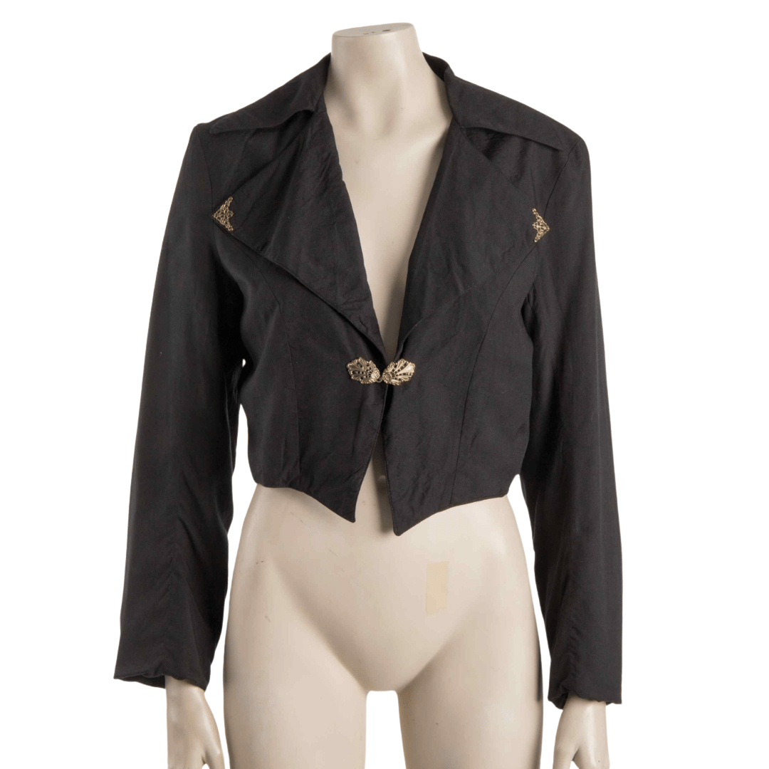 Cropped jacket with gold metal detail - M