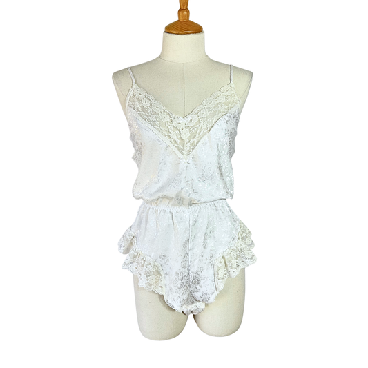 White vintage lace lingerie playsuit - S