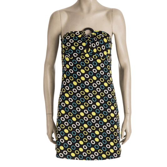 90s does 70s polka dot boobtube dress - M