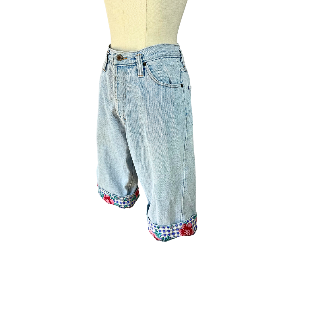 90s high waist denim bermuda shorts - M