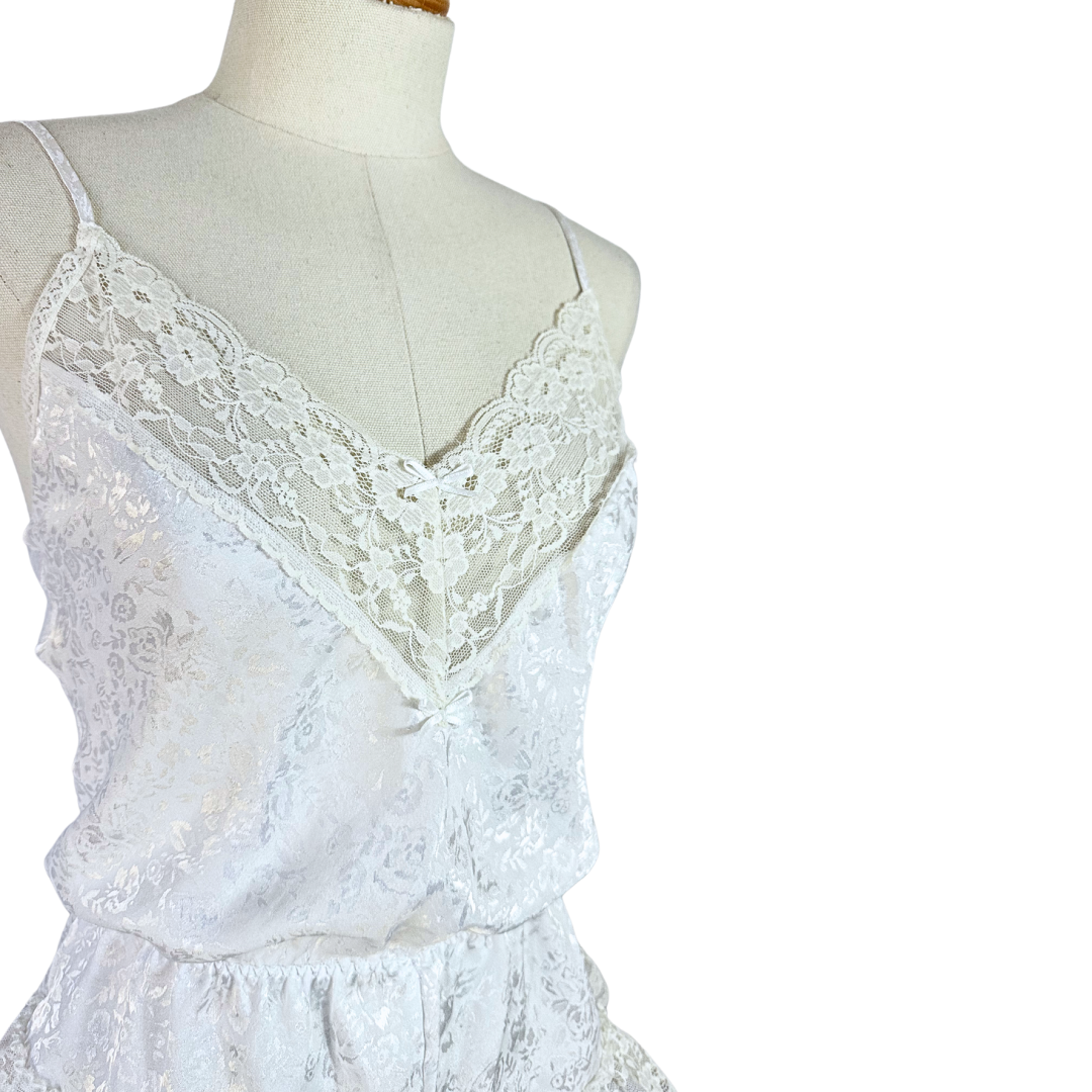 White vintage lace lingerie playsuit - S