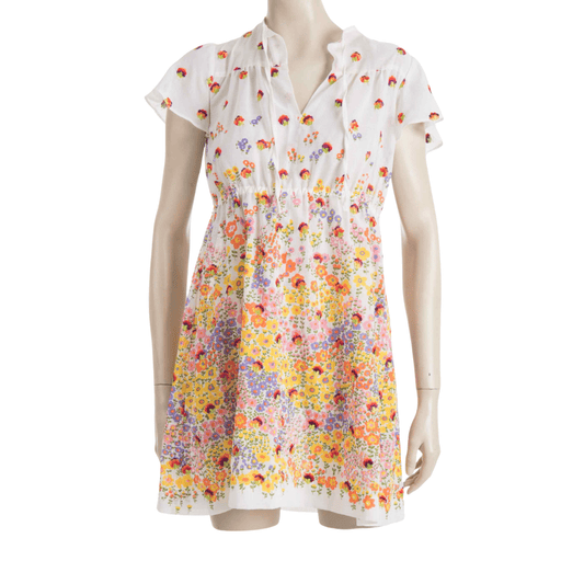 Vintage floral dress with embroidery - S