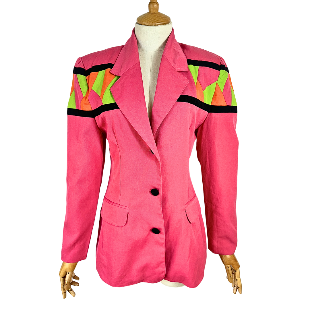 80s geometric colourblock blazer - S