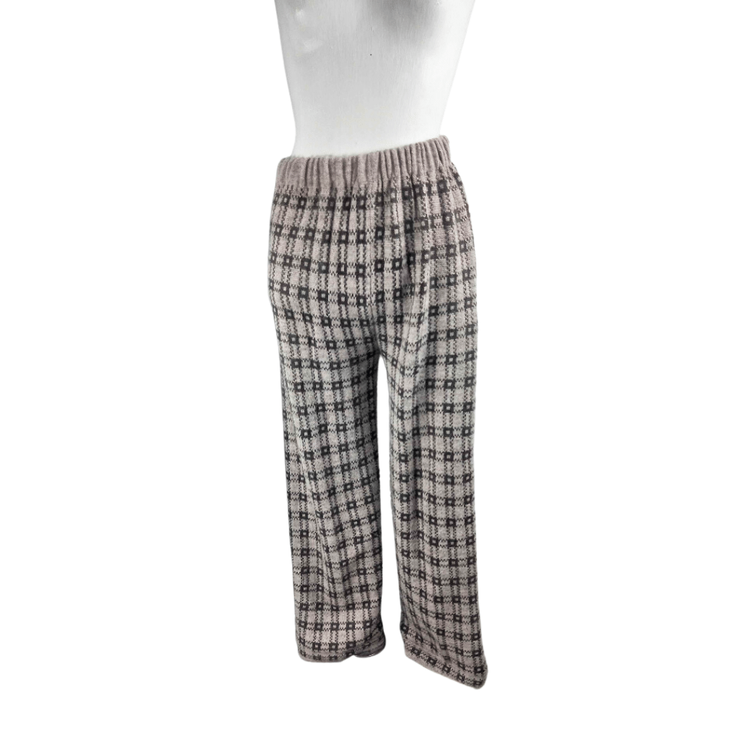 Checkered knitted high-waisted pants - S/M