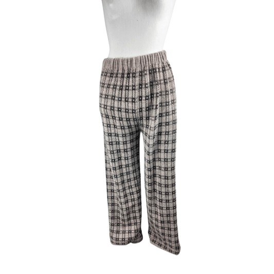 Checkered knitted high waisted pants - S/M