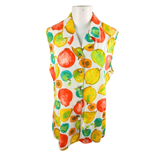 Vintage fruit print shortsleeve shirt - L