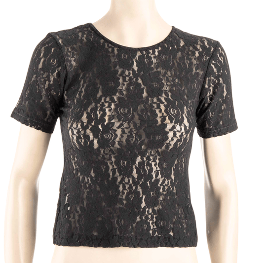 Floral lace see through cropped top - M