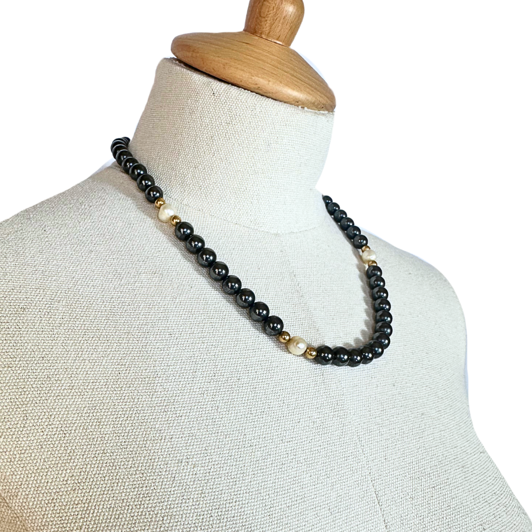 Black vintage hematite necklace