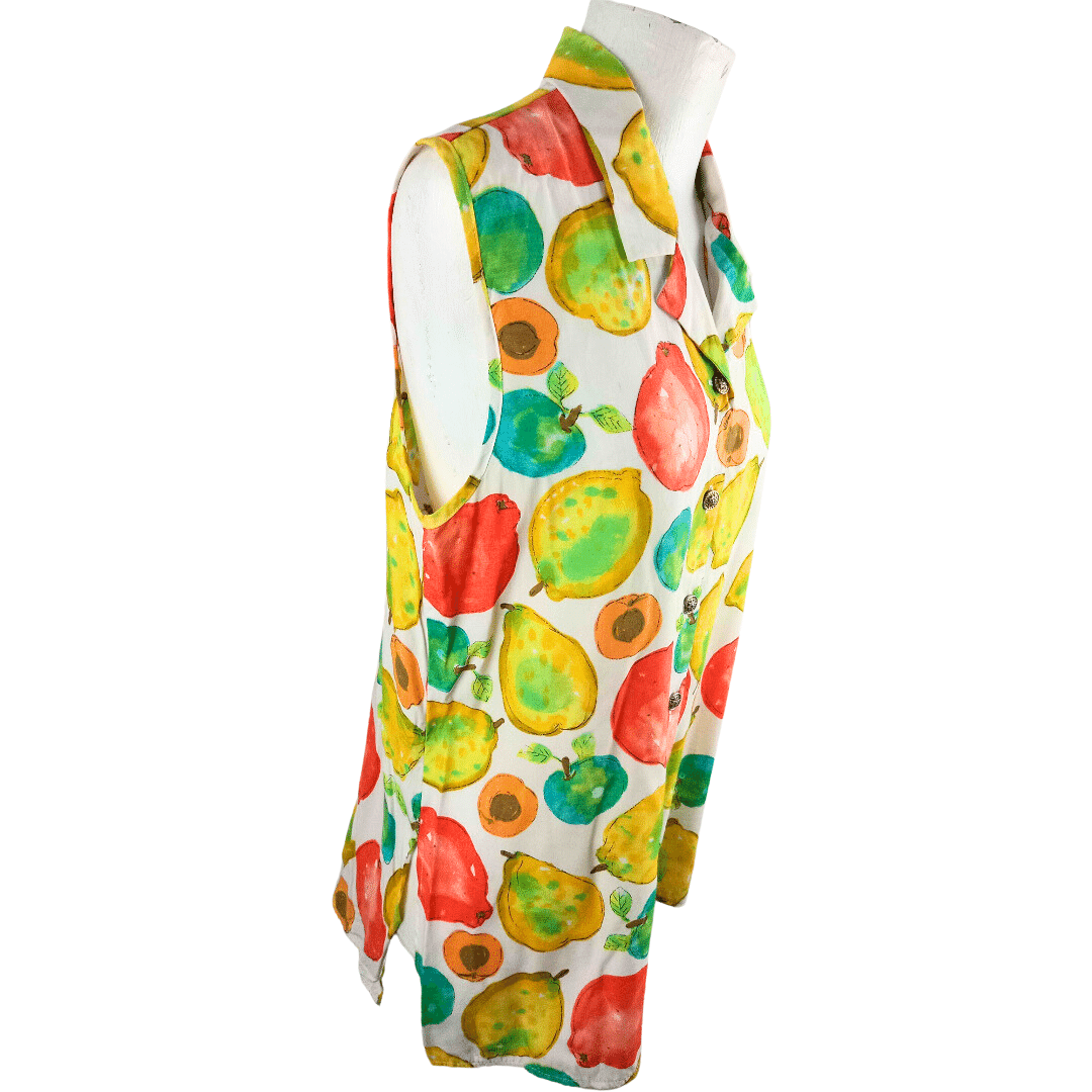 Vintage fruit print shortsleeve shirt - L