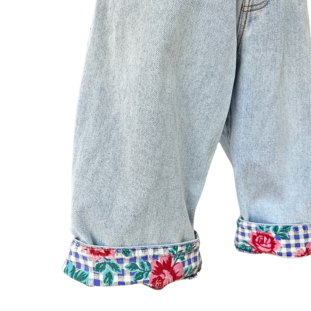 90s high waist denim bermuda shorts - M