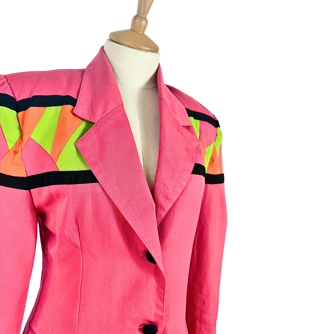 80s geometric colourblock blazer - S