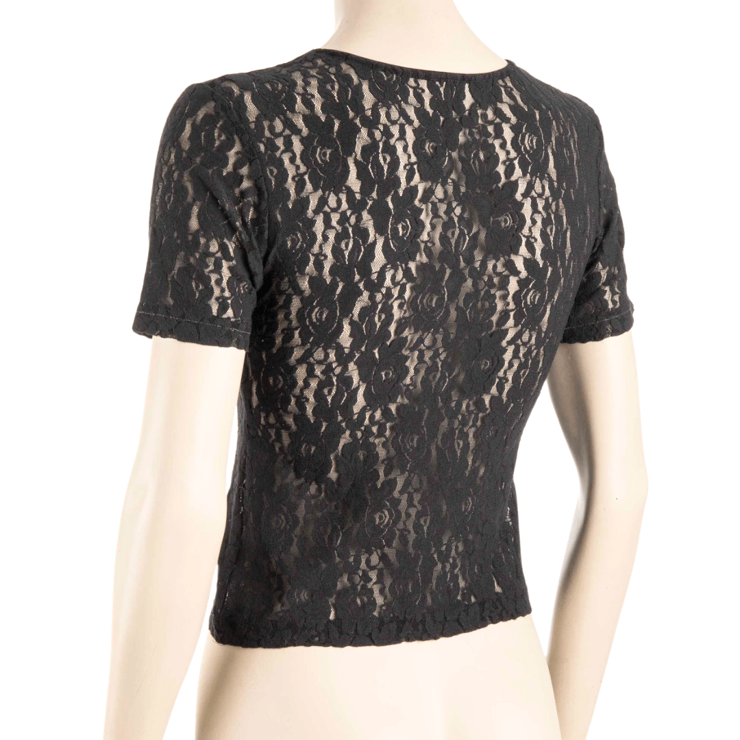 Floral lace see-through cropped top - M