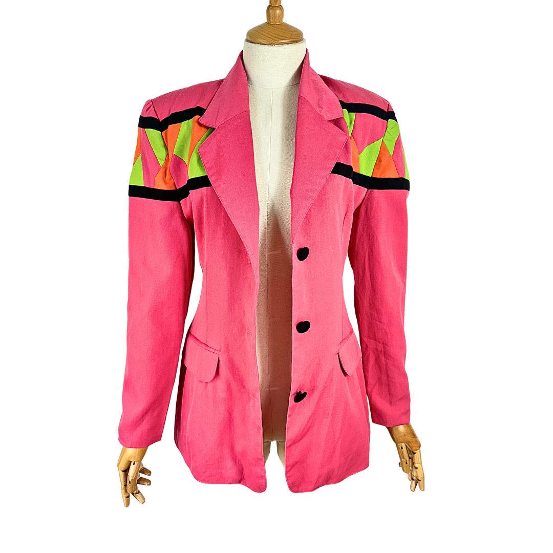 80s geometric colourblock blazer - S