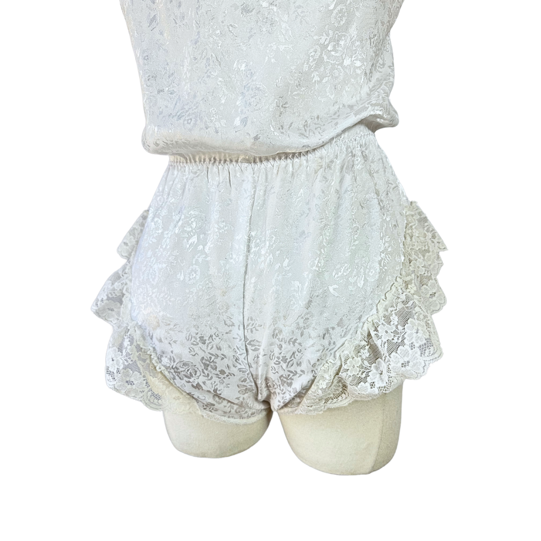 White vintage lace lingerie playsuit - S