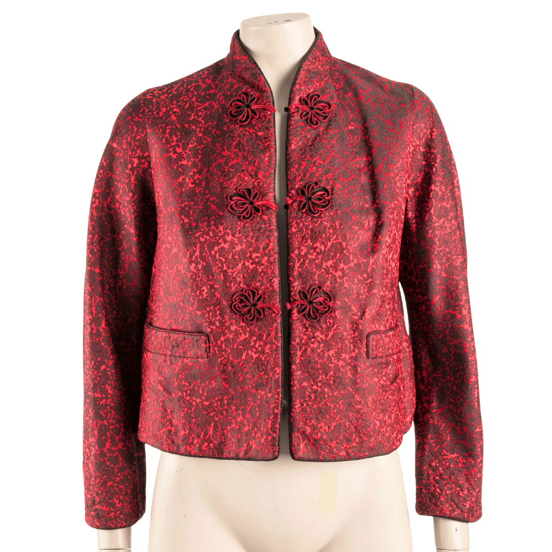 Reversible brocade oriental cropped jacket - M