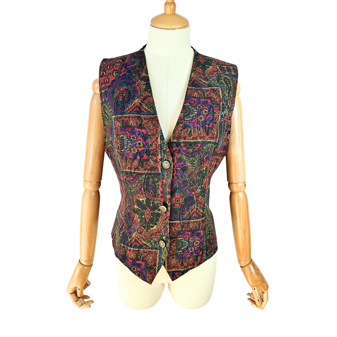 Vintage paisley print waistcoat - M