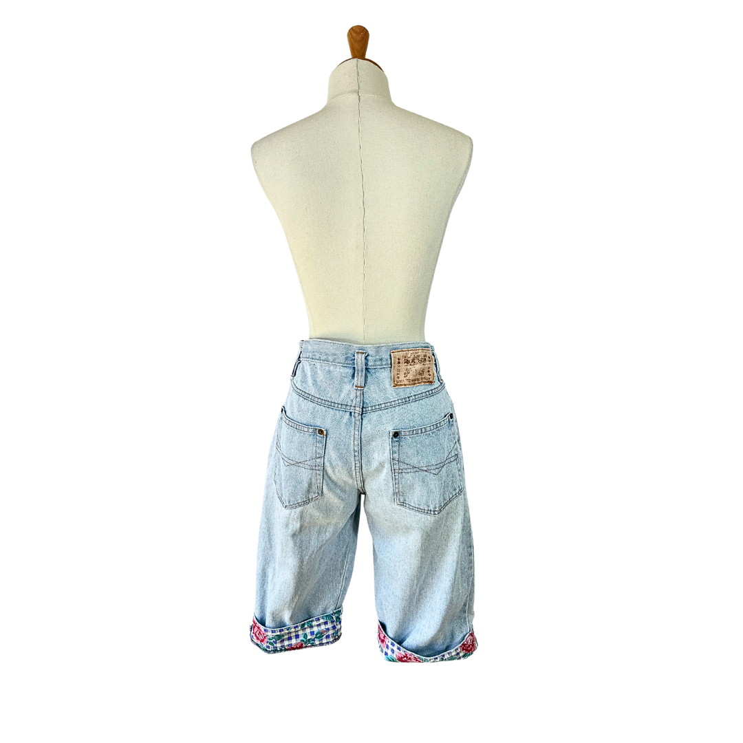 90s high waist denim bermuda shorts - M