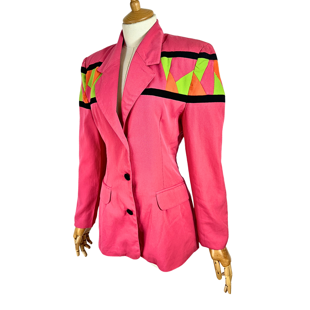 80s geometric colourblock blazer - S