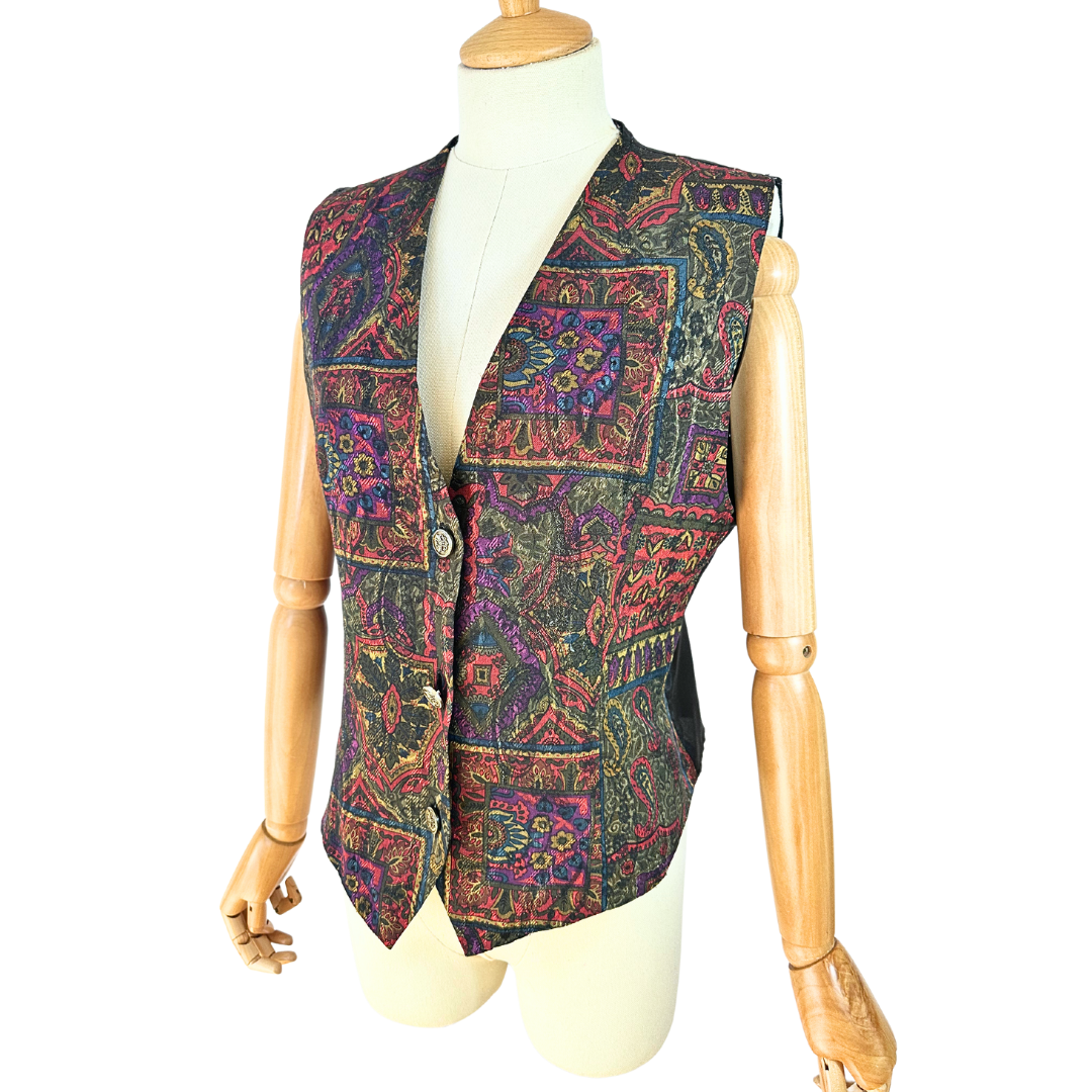 Vintage paisley print waistcoat - M