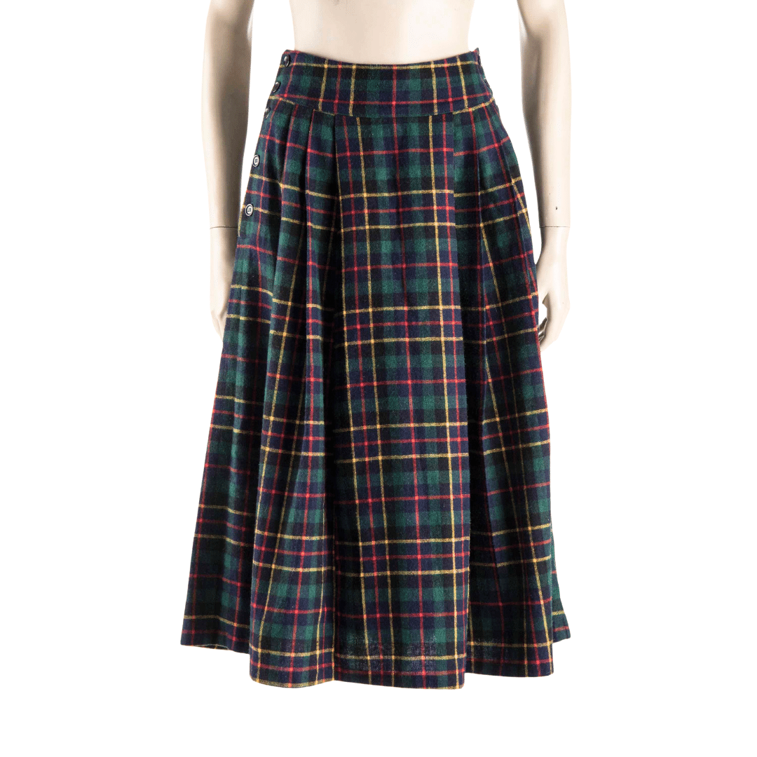 Tartan high-waisted a-line skirt - M