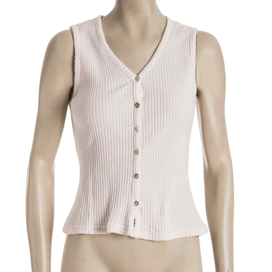 Sleeveless button down ribbed top by Fresh Produce - S