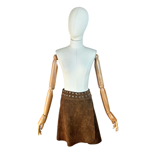Brown suede wrap skirt - S