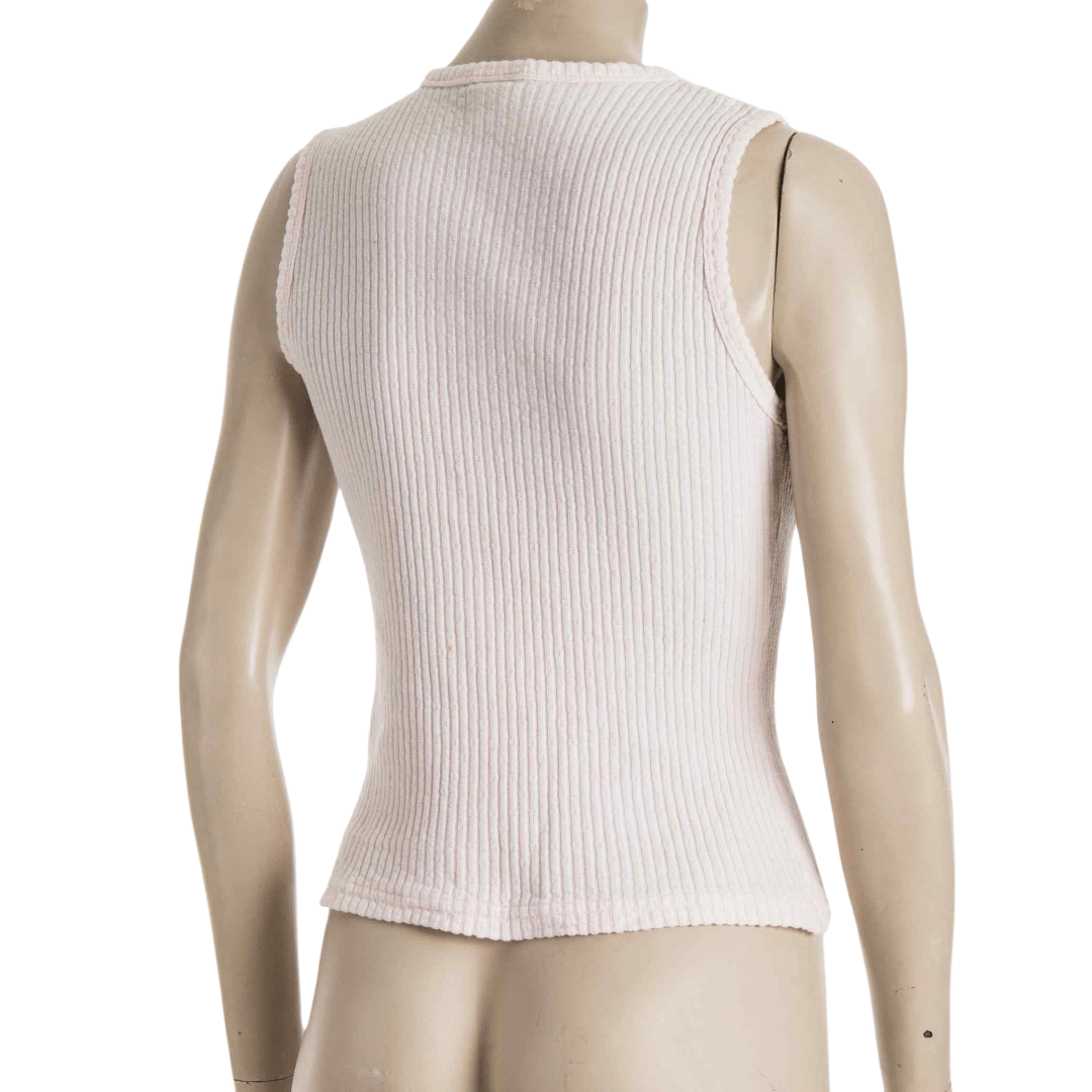 Sleeveless button-down ribbed top by Fresh Produce - S