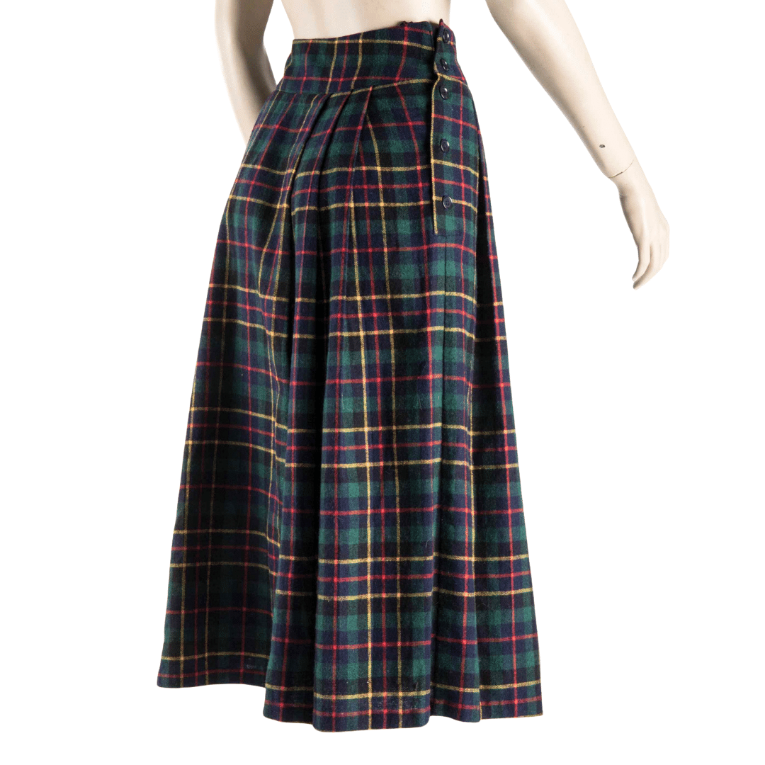 Tartan high-waisted a-line skirt - M