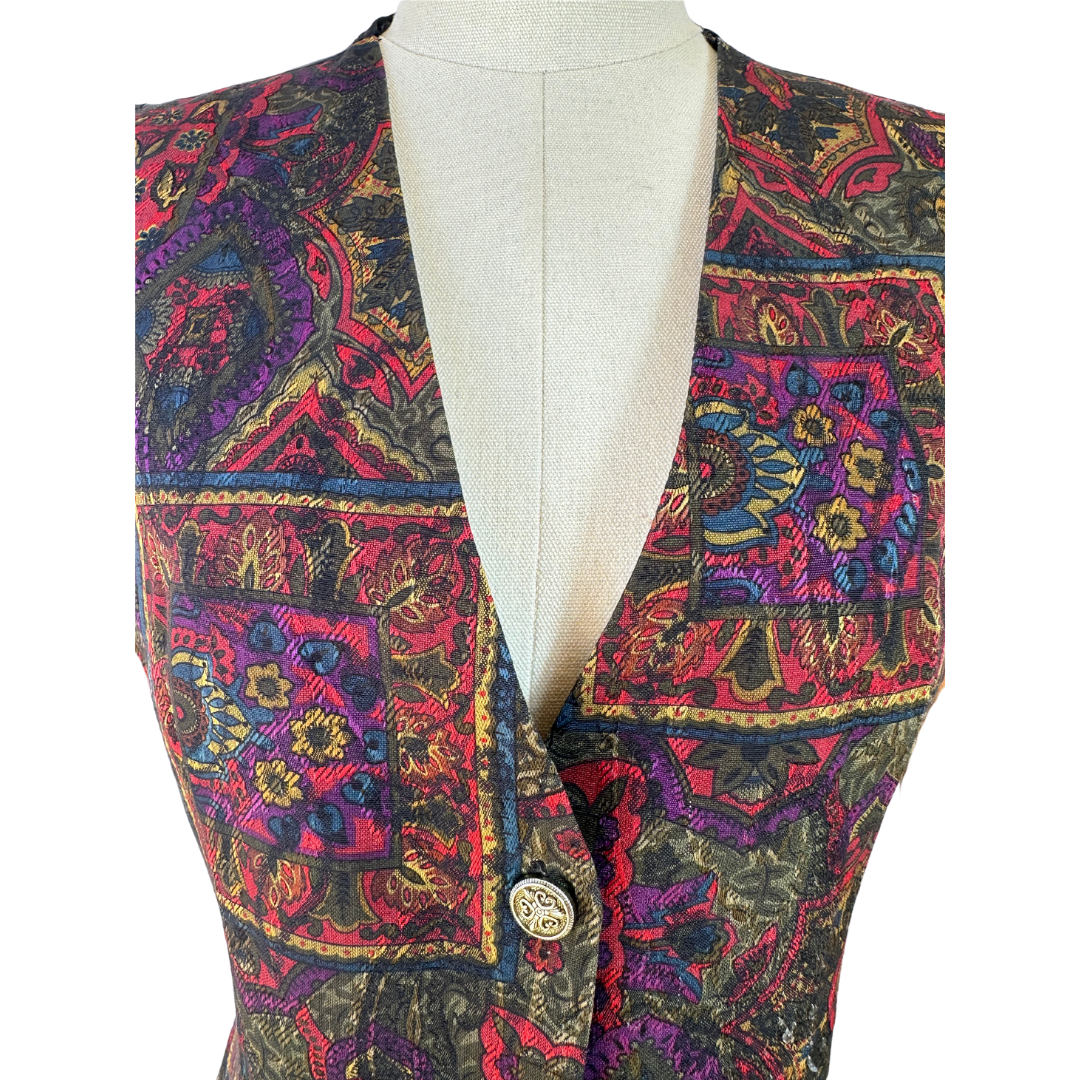 Vintage paisley print waistcoat - M