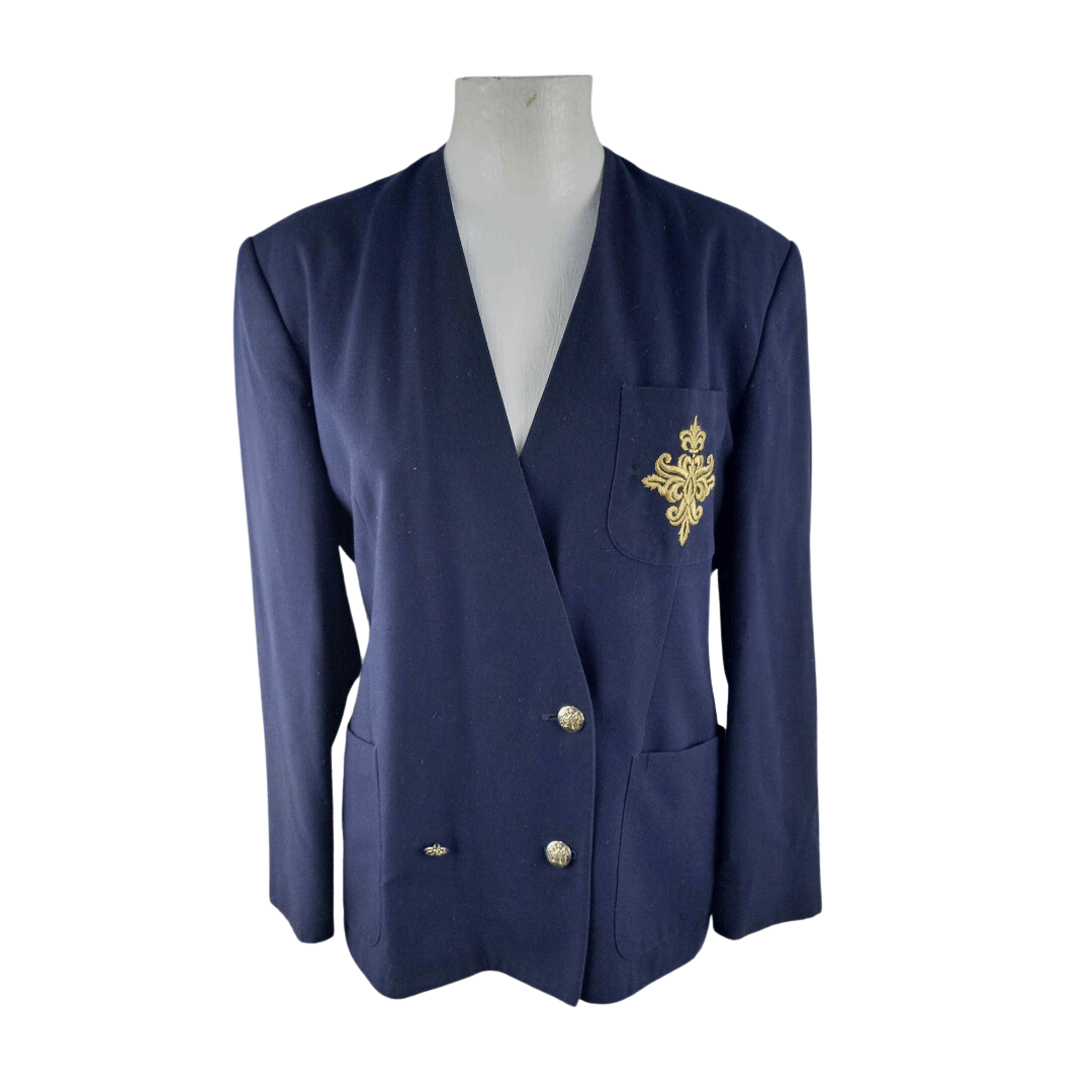 Vintage collarless double-breasted blazer - S/M