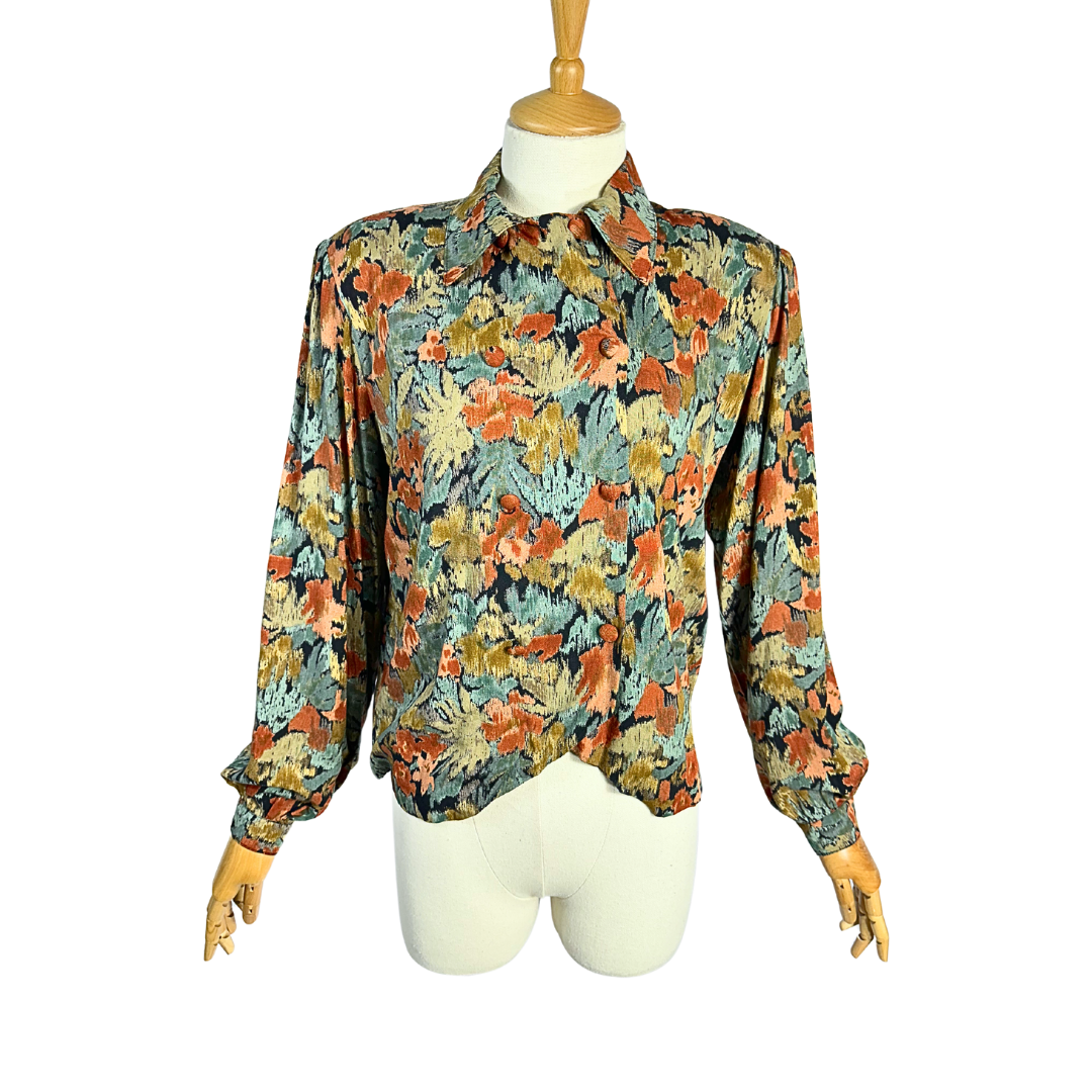 Vintage floral autumn shades shirt - M