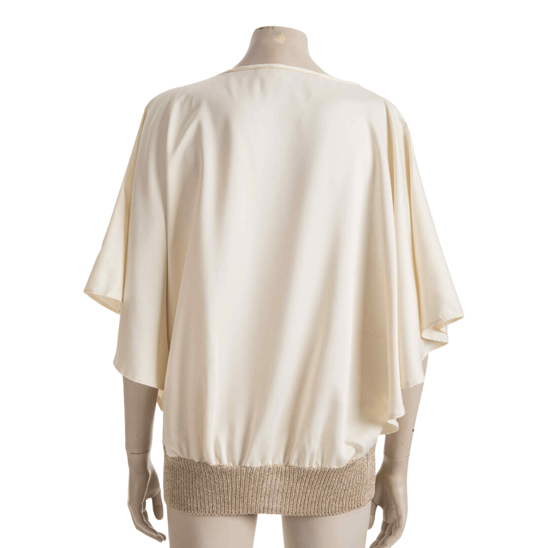 Batwing top with gold ribbed hem - S/M