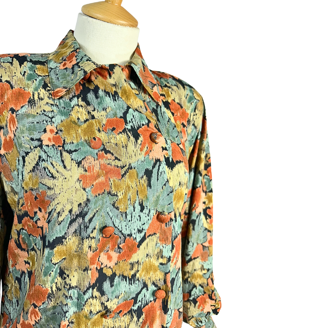 Vintage floral autumn shades shirt - M