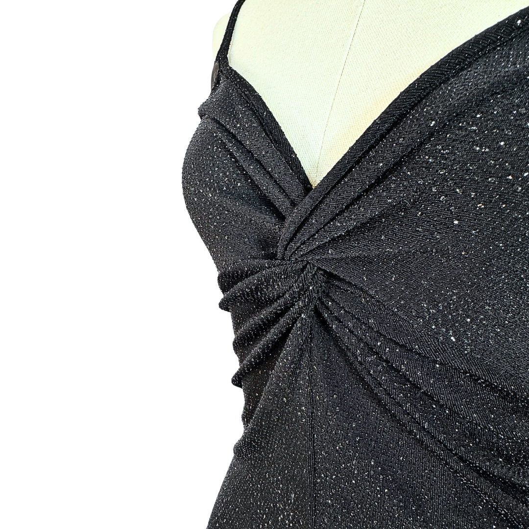 Black Y2K shimmery knot top - M