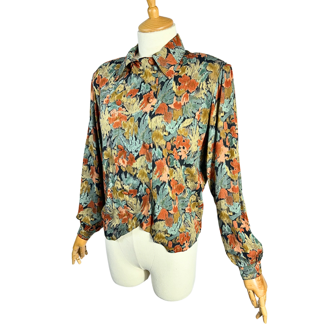 Vintage floral autumn shades shirt - M