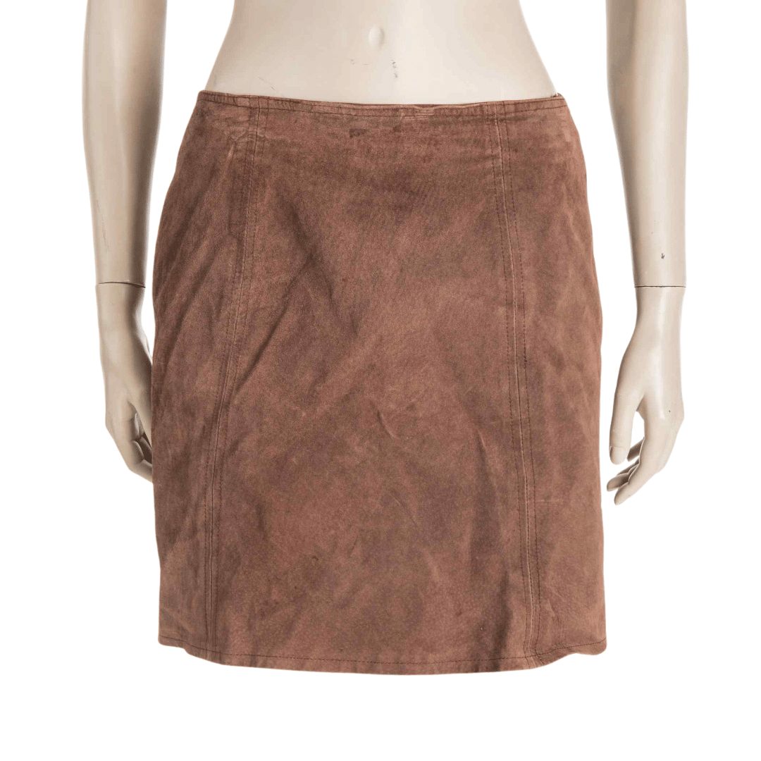 High waisted suede mini skirt - L