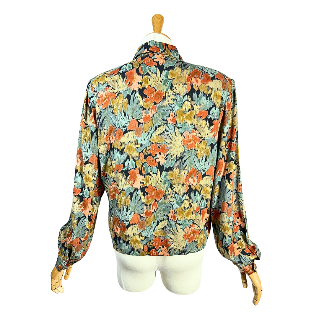 Vintage floral autumn shades shirt - M