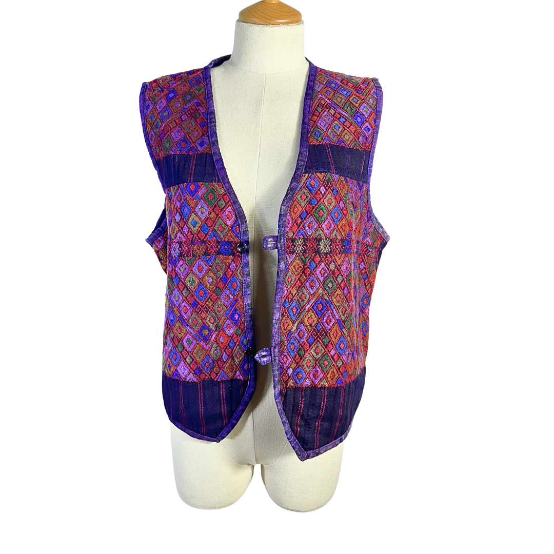 Purple boho embroidered waistcoat - M