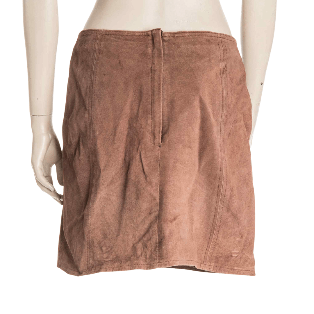 High waisted suede mini skirt - L