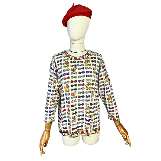 Bow printed top - M