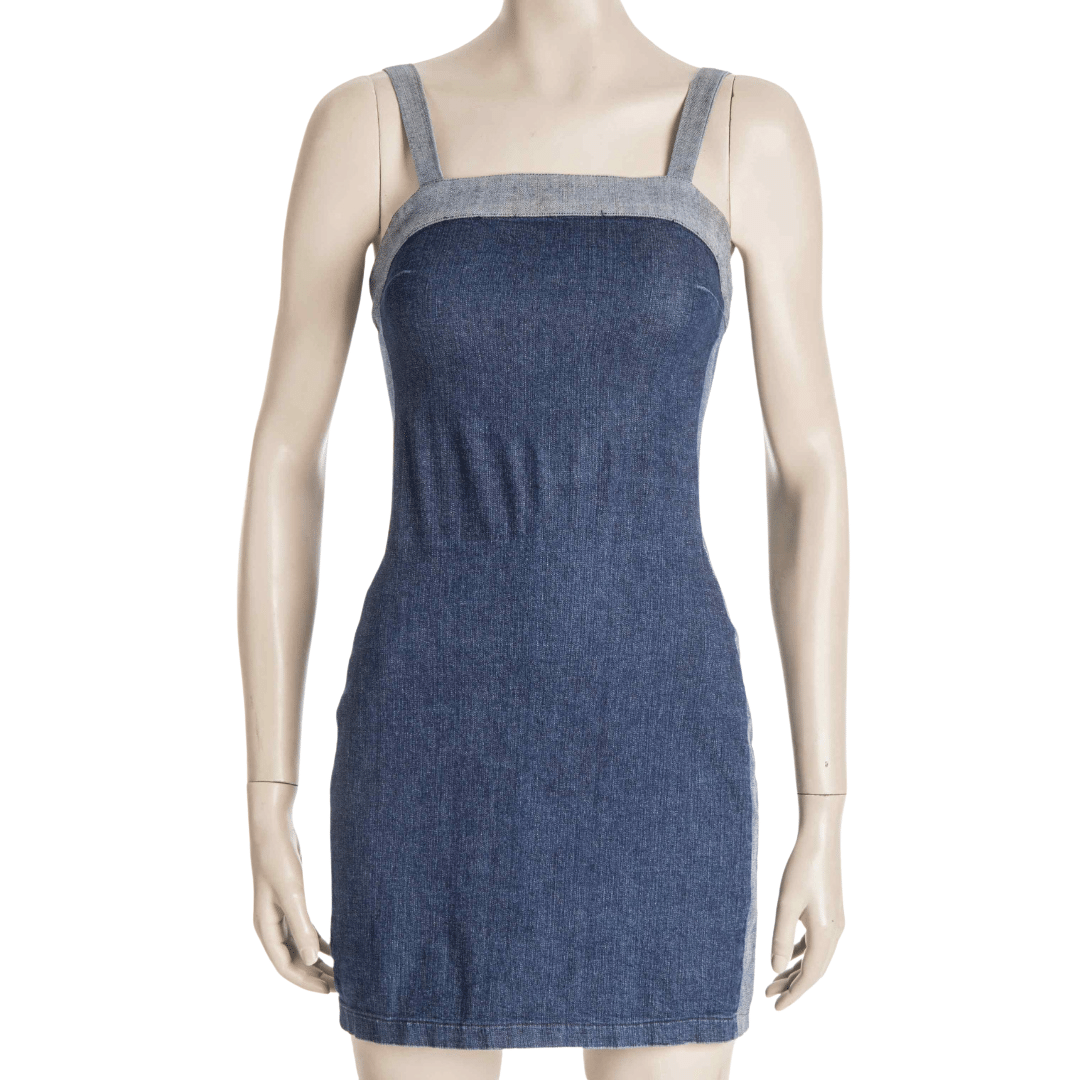 Thick strap denim mini dress - S